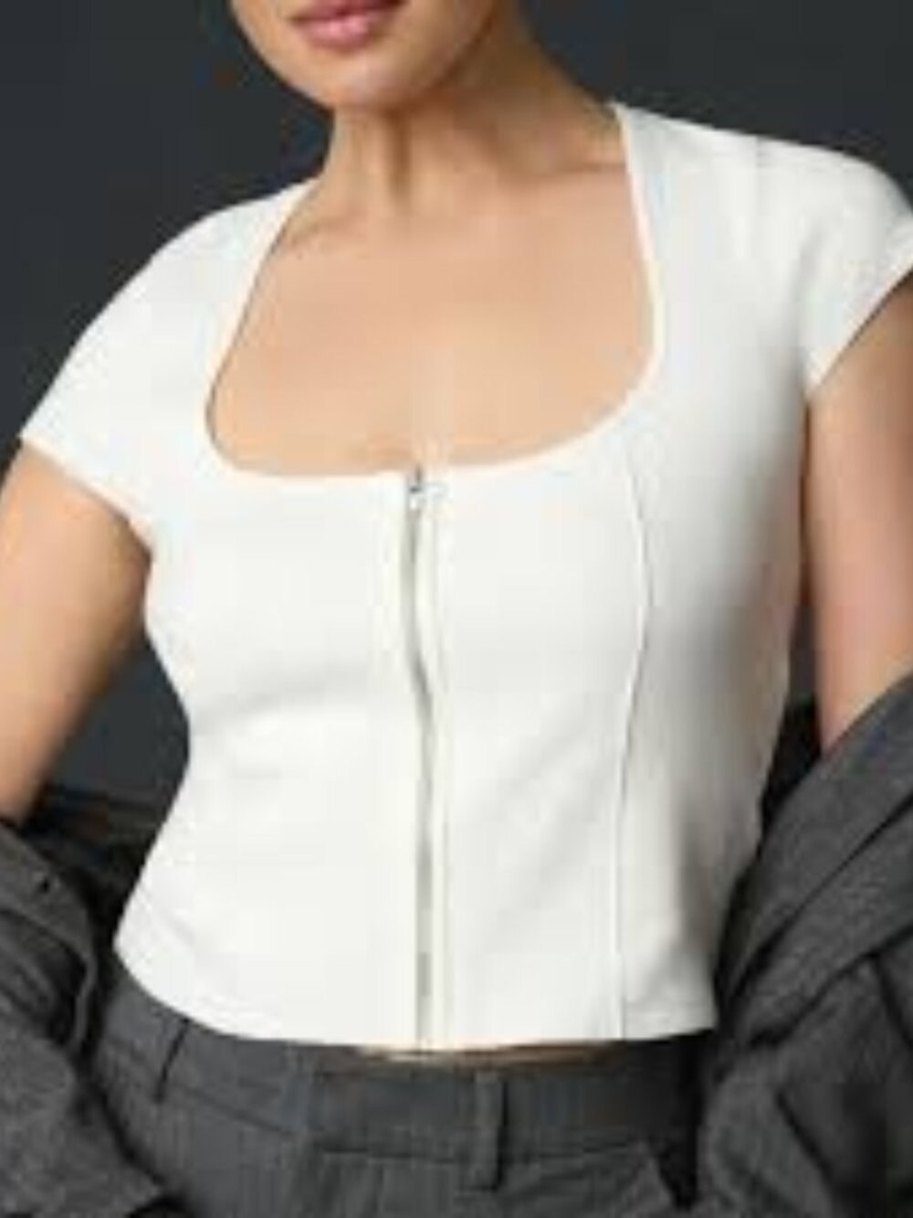 Maeve Front-Zip Scoop-Neck Top from Anthropologie- Size S